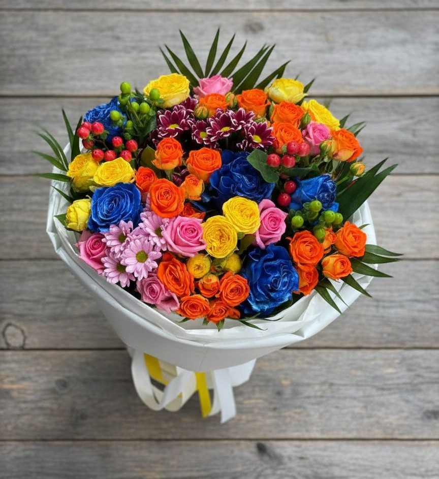 Букет цветов из: Розы и Хризантемы в Бородыновке