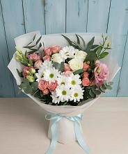 Букет цветов из:  Розы, Лизиантусы и Хризантемы в Бородыновке