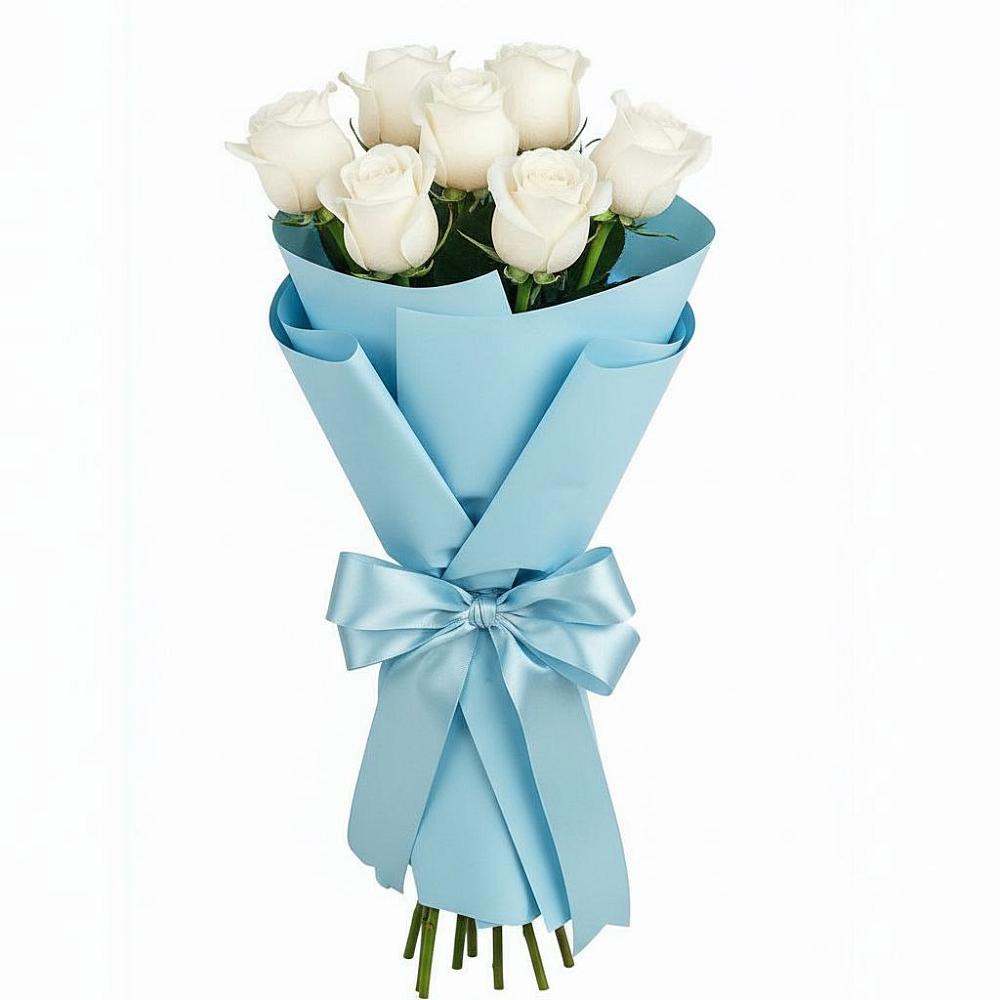 Букет 7 белых роз Проуд в Бородыновке
