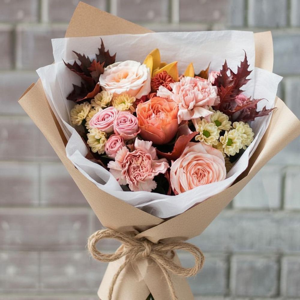 Букет цветов из: Гвоздики, Хризантемы и Розы в Бородыновке