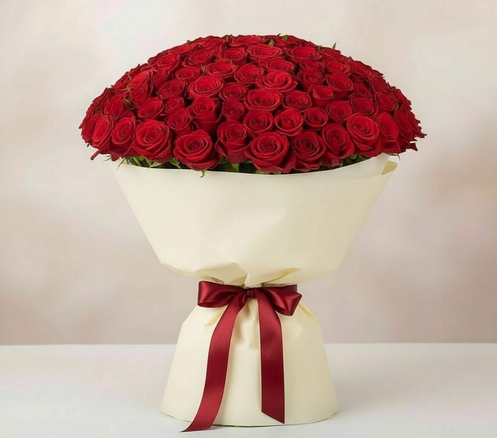 Букет 101 Красная роза Милано в Бородыновке
