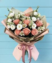 Букет цветов из:  Розы, Альстромерии и Лизиантусы #REPLACE_PRED# Бородыновке