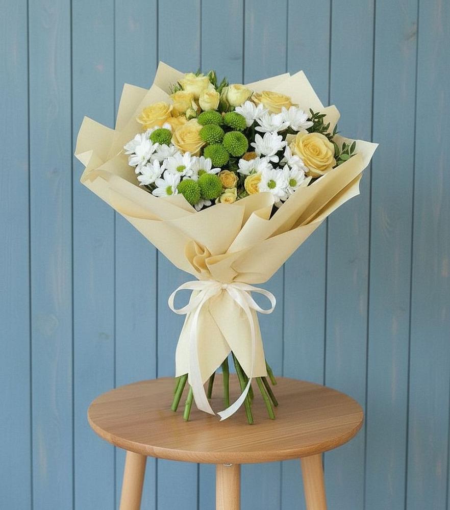 Букет цветов из: Хризантемы и Розы в Бородыновке