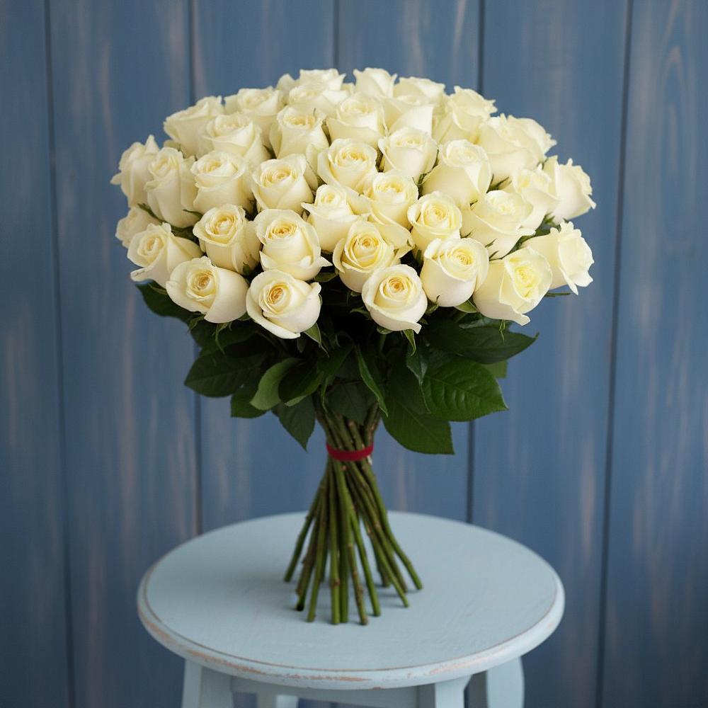 Букет 51 Белая роза Эдлесс Лав в Бородыновке