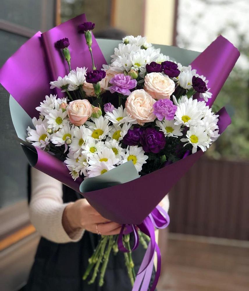 Букет цветов из: Хризантемы, Гвоздики и Розы в Бородыновке