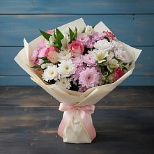 Букет цветов из:  Хризантемы, Альстромерии и Розы в Бородыновке