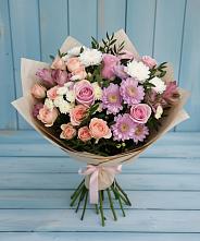 Букет цветов из:  Хризантемы, Розы и Альстромерии #REPLACE_PRED# Бородыновке